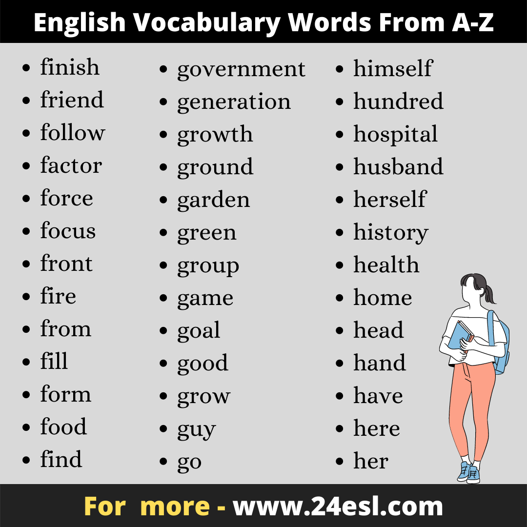 English Vocabulary Words From A Z