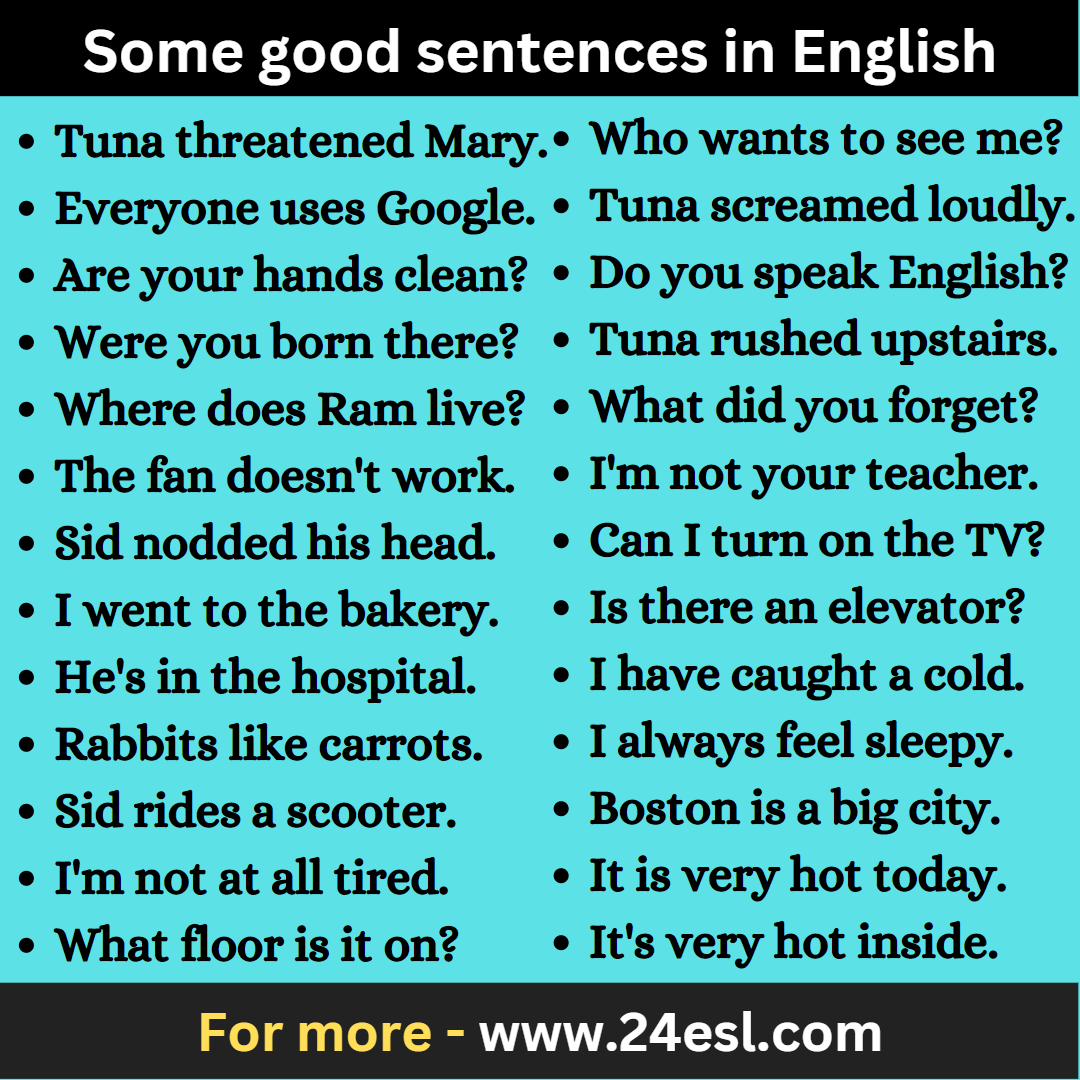 Some Good Sentences In English 24esl