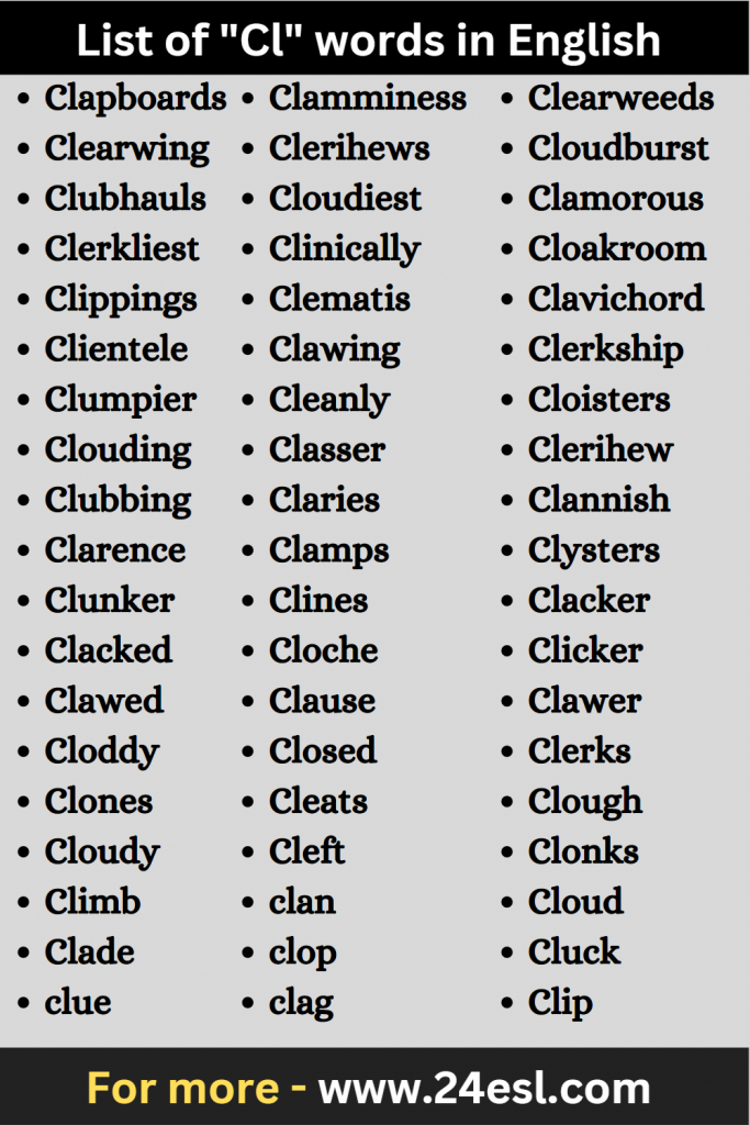List of "Cl" words in English