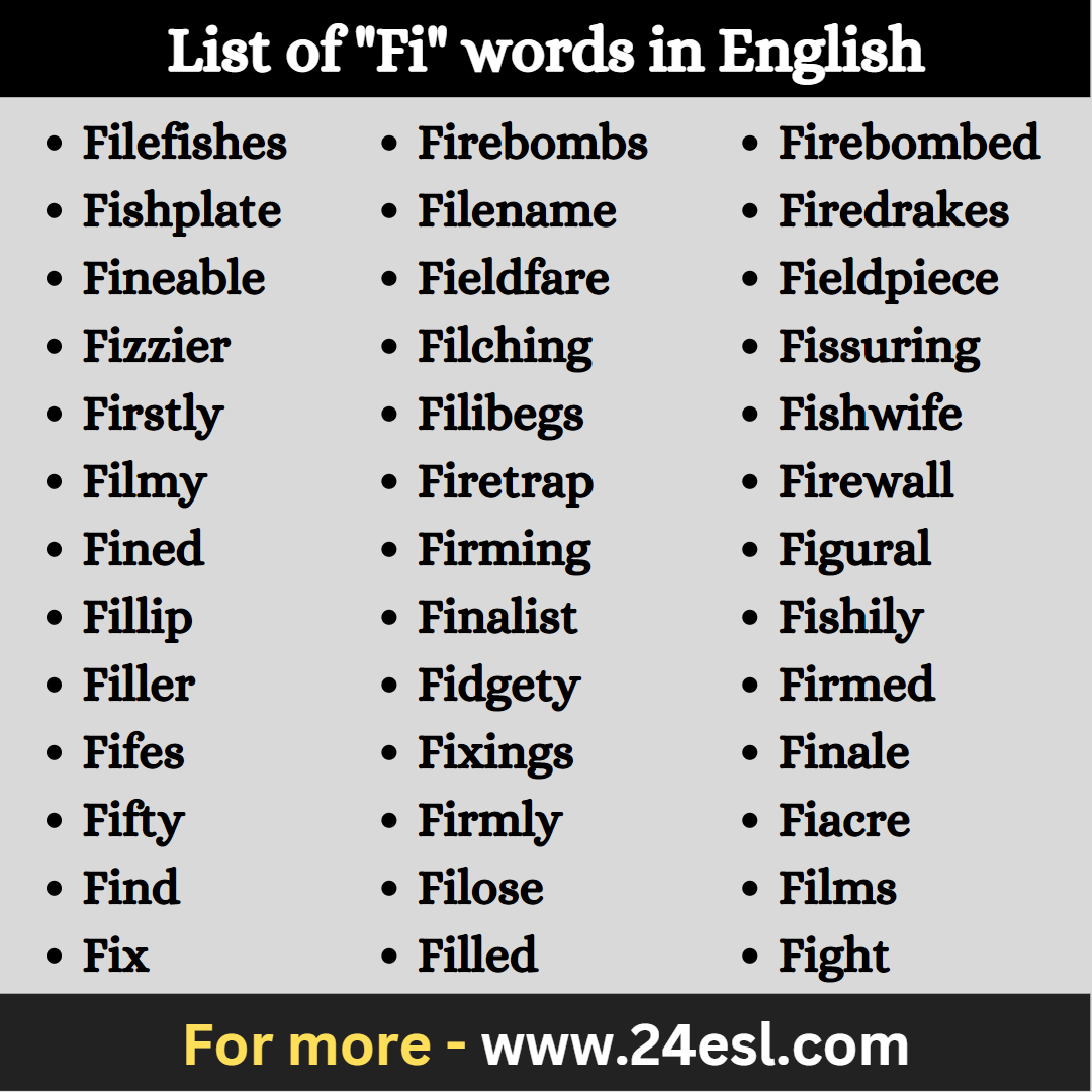 List Of Fi Words In English 24esl