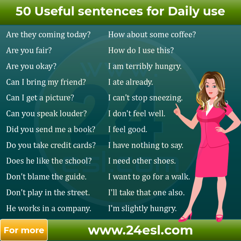 50 Useful English sentences for Daily use - 24esl.com