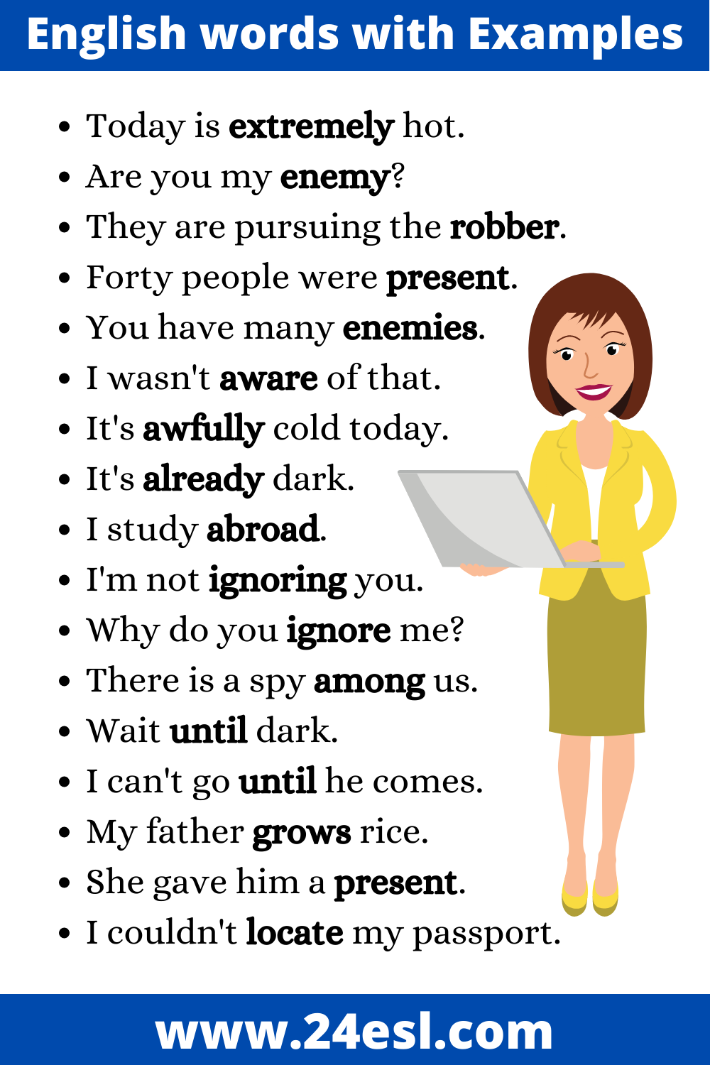 Common Words Example Most Common Words With Examples - 24esl.com