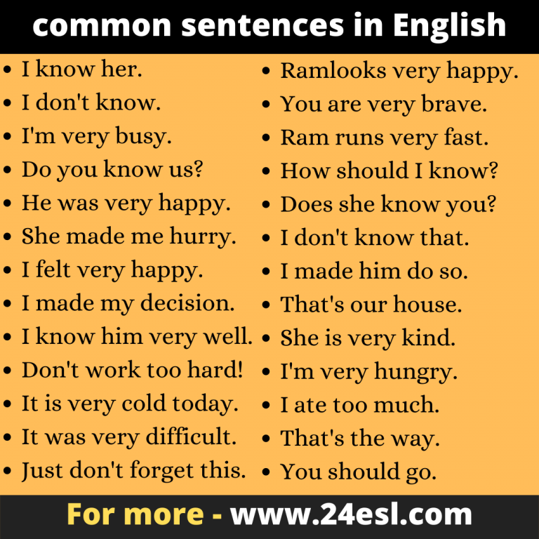 Common Sentences In English 24esl