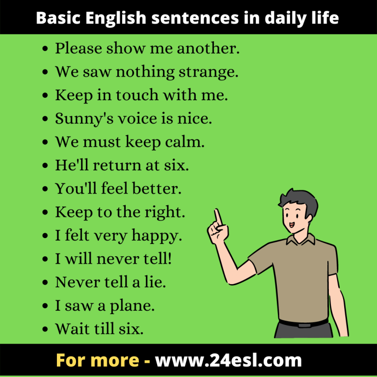 Basic English sentences in daily life - 24esl.com