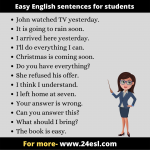 Easy English sentences for students