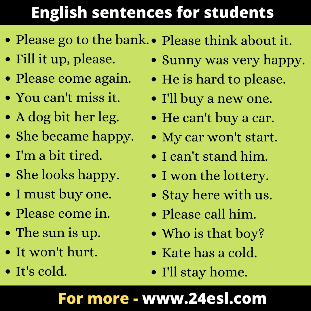 English sentences for students