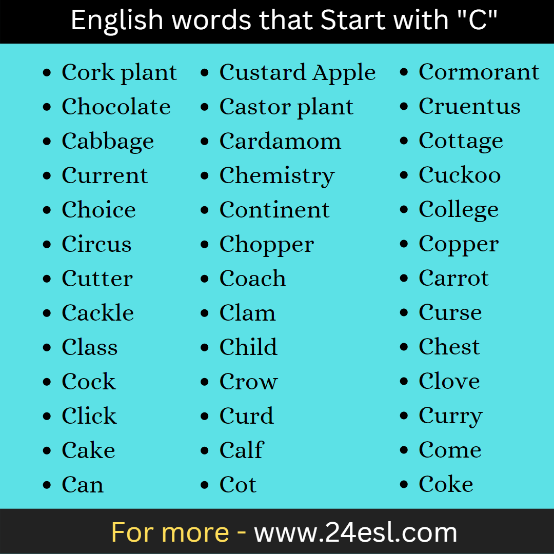 English words that Start with "C"