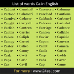 List of words Ca in English
