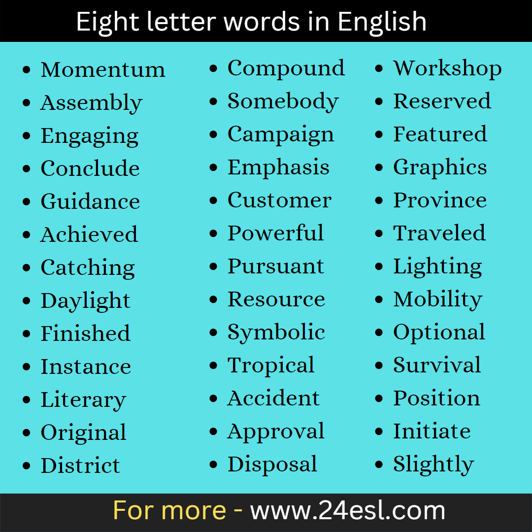 Eight letter words in English