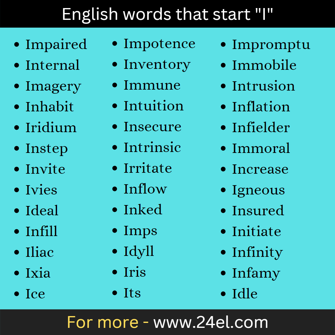 English words that start "I"