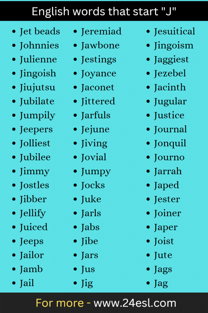 English words that start "J"