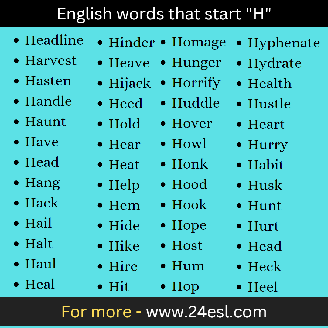English words that start "H"