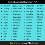 English words that start "L"