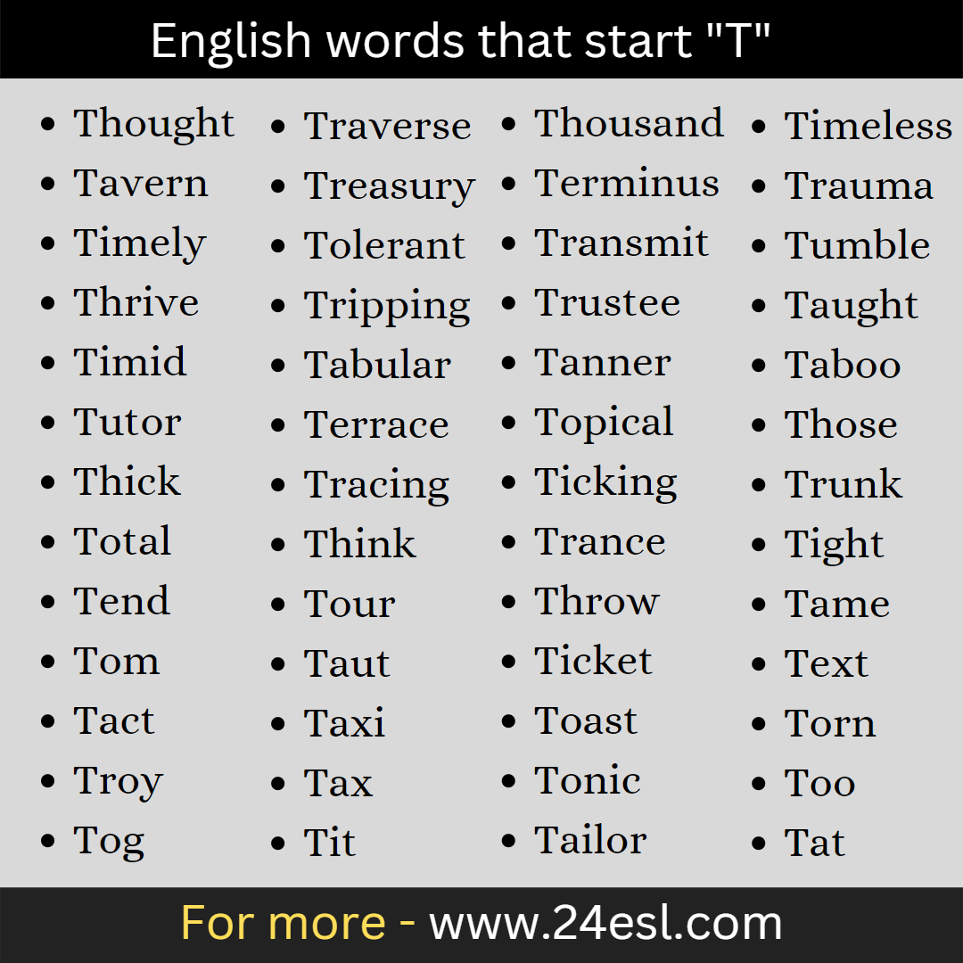 English words that start "T"