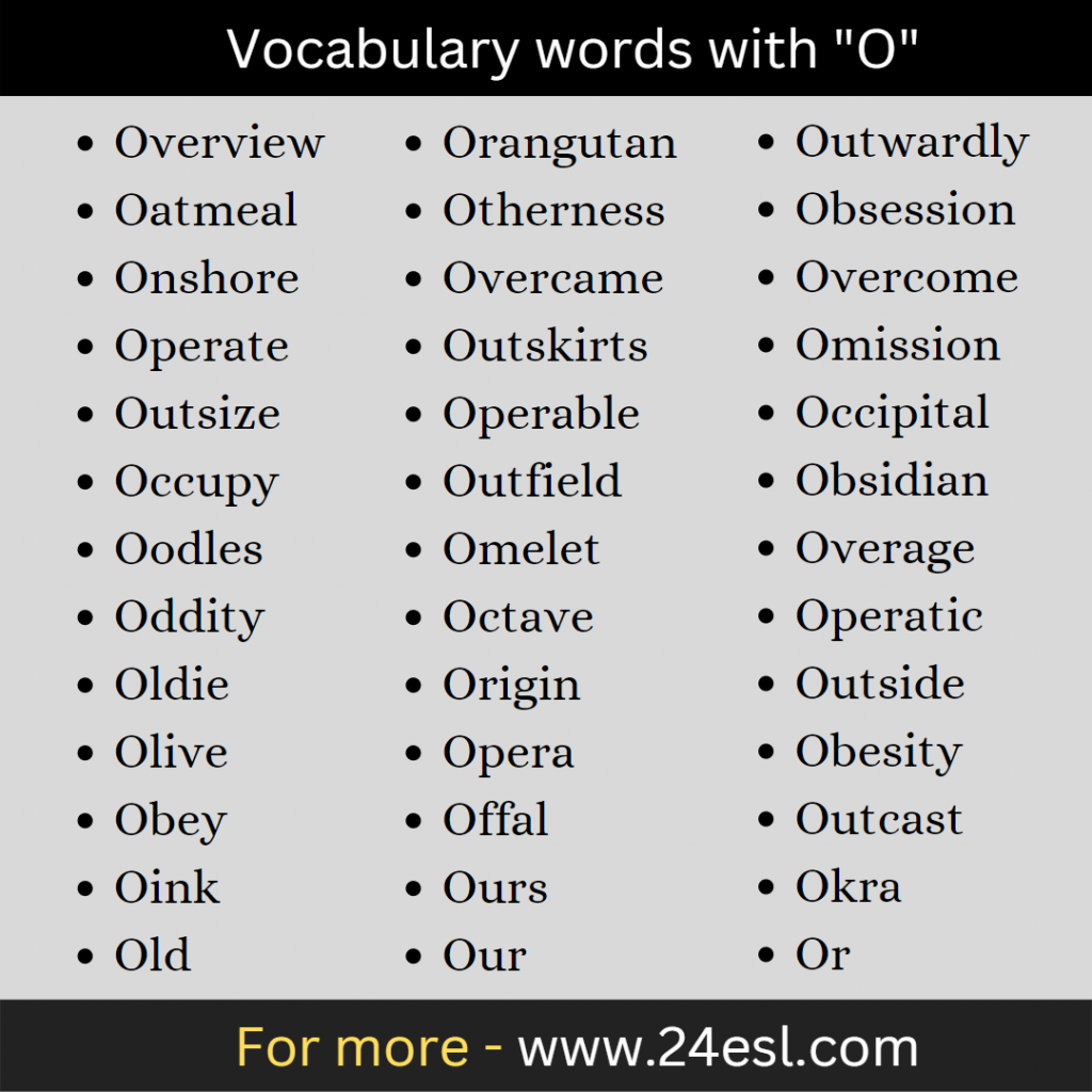 Vocabulary Words With O 24esl