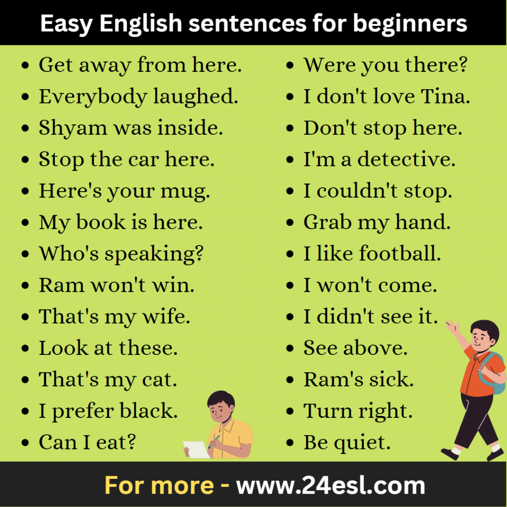 Easy English sentences for beginners