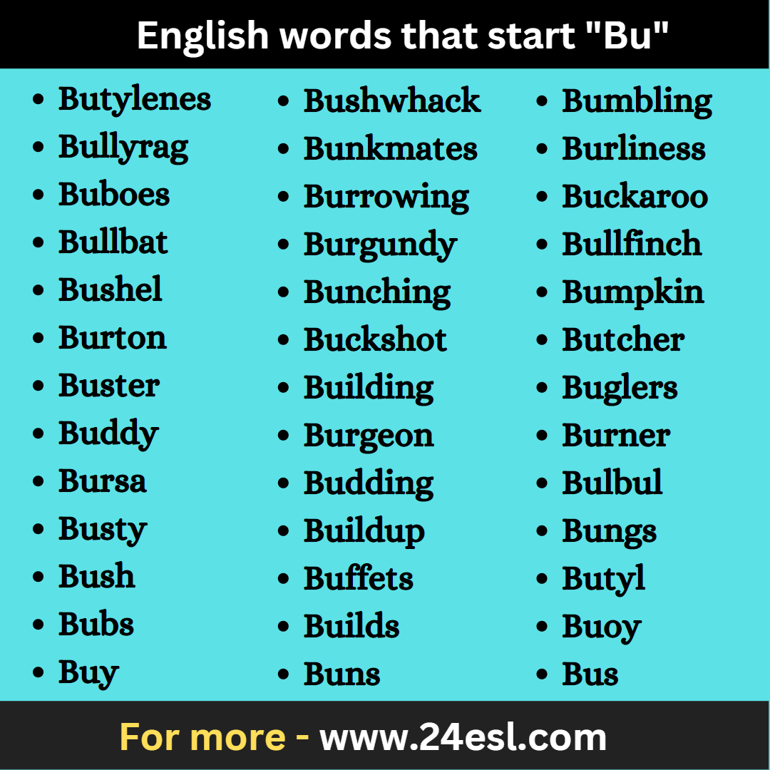 English Words That Start Bu 24esl