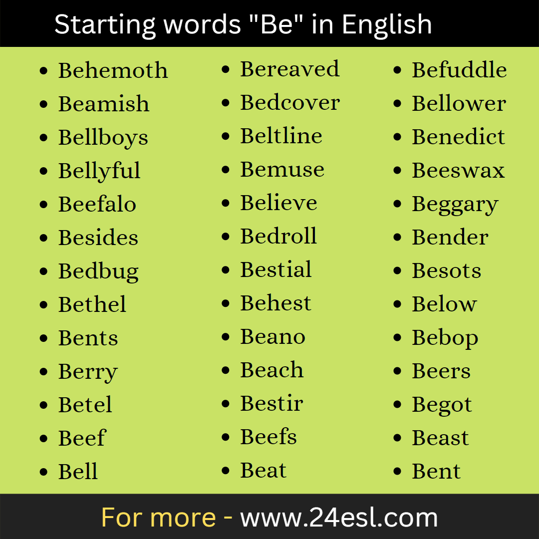 Stating words "Be"in English