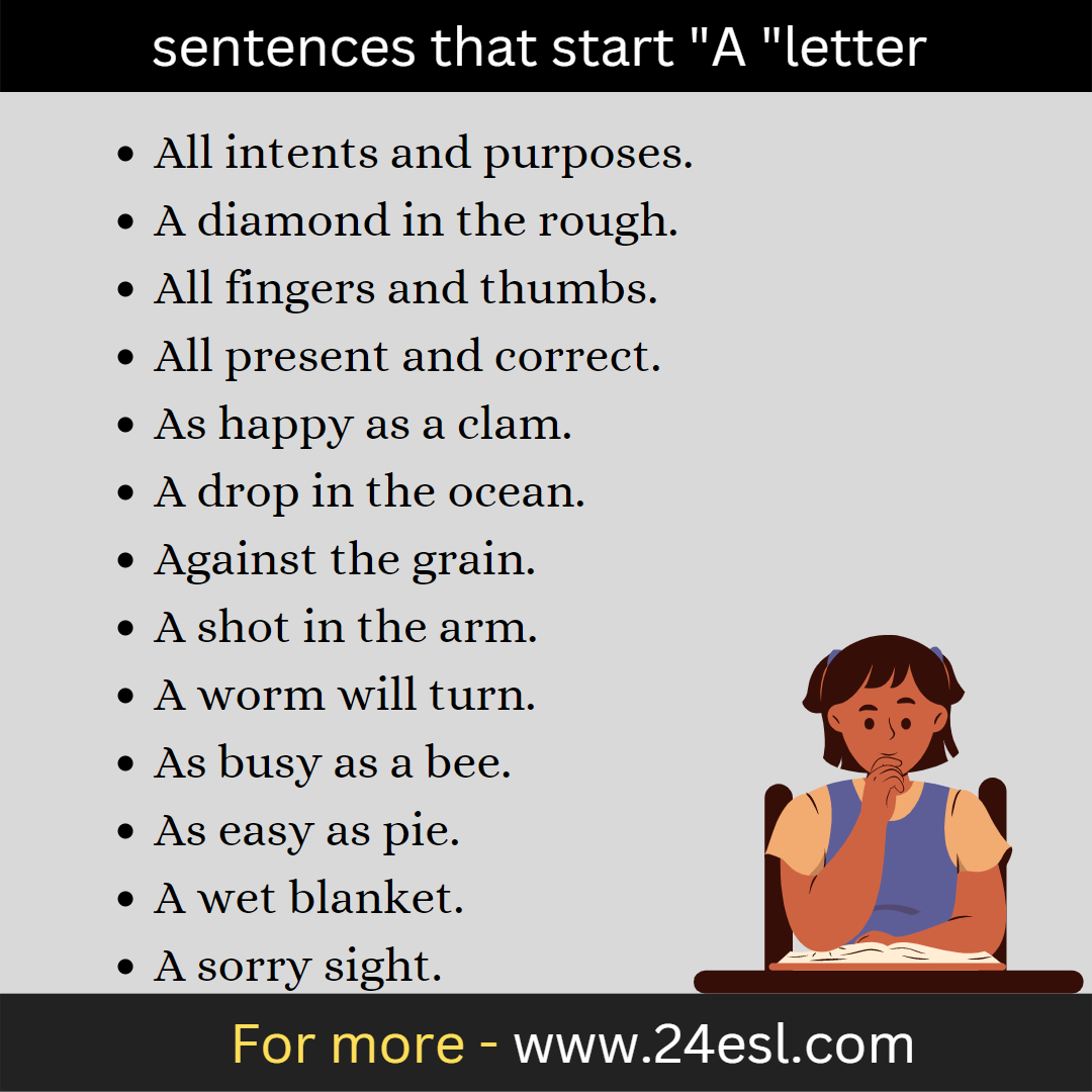 Sentences that start "A "letter