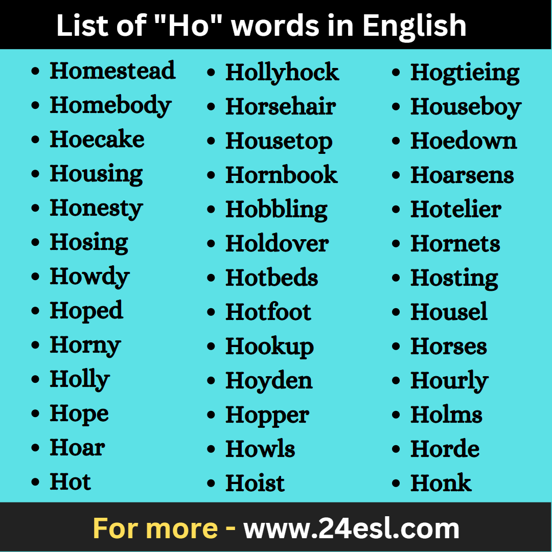 List of "Ho" words in English