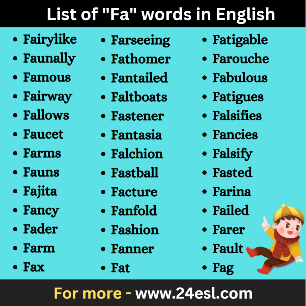 List of “Fa” words in English - 24esl.com