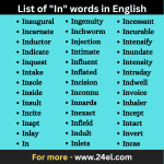 List of "In" words in English