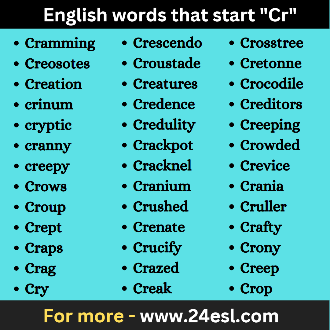 English words that start "Cr"