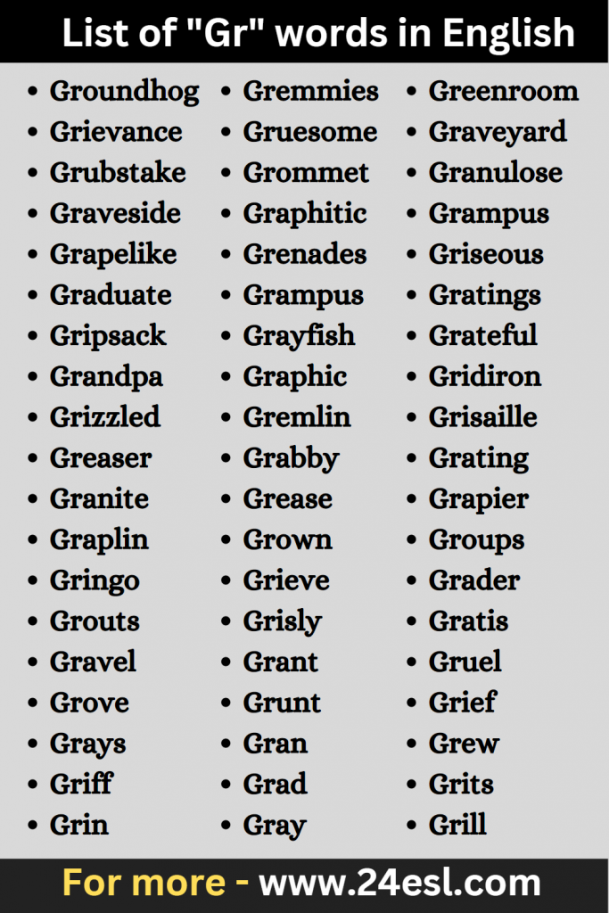 List of "Gr" words in English