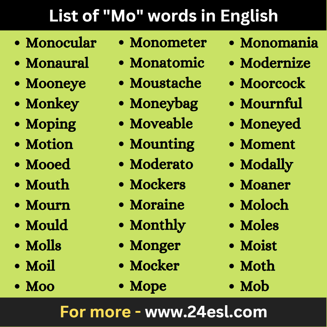List of "Mo" words in English
