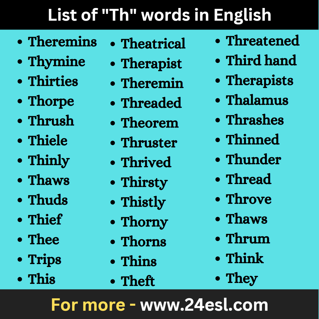 List of "Th" words in English