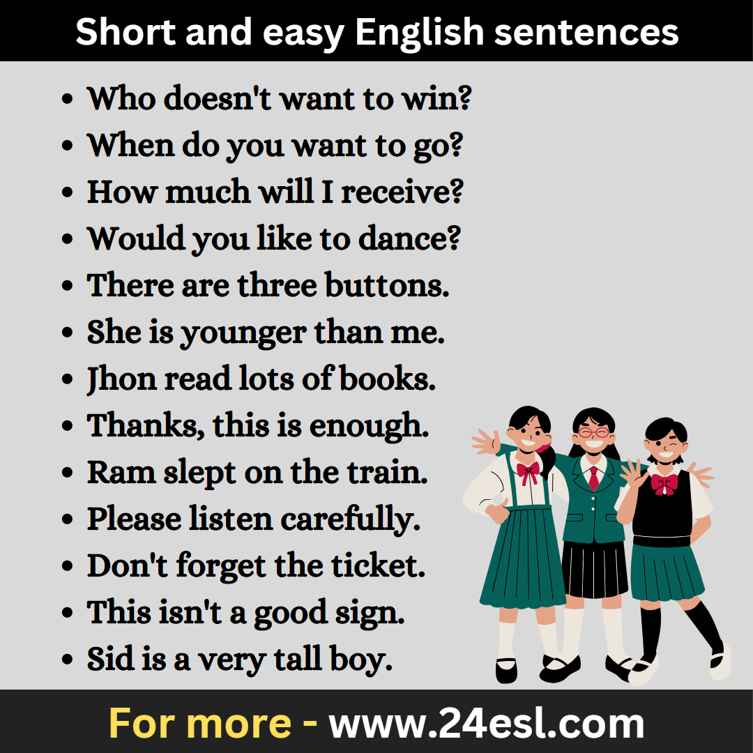 Short And Easy English Sentences 24esl