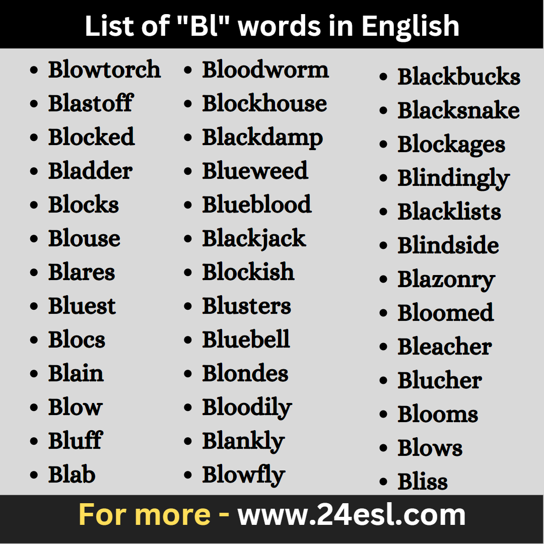 List of "Bl" words in English