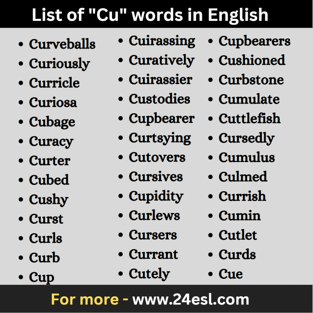 words that start with cu 6 letters