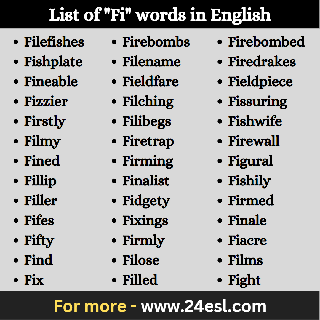List of "Fi" words in English