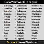List of "Ga" words in English