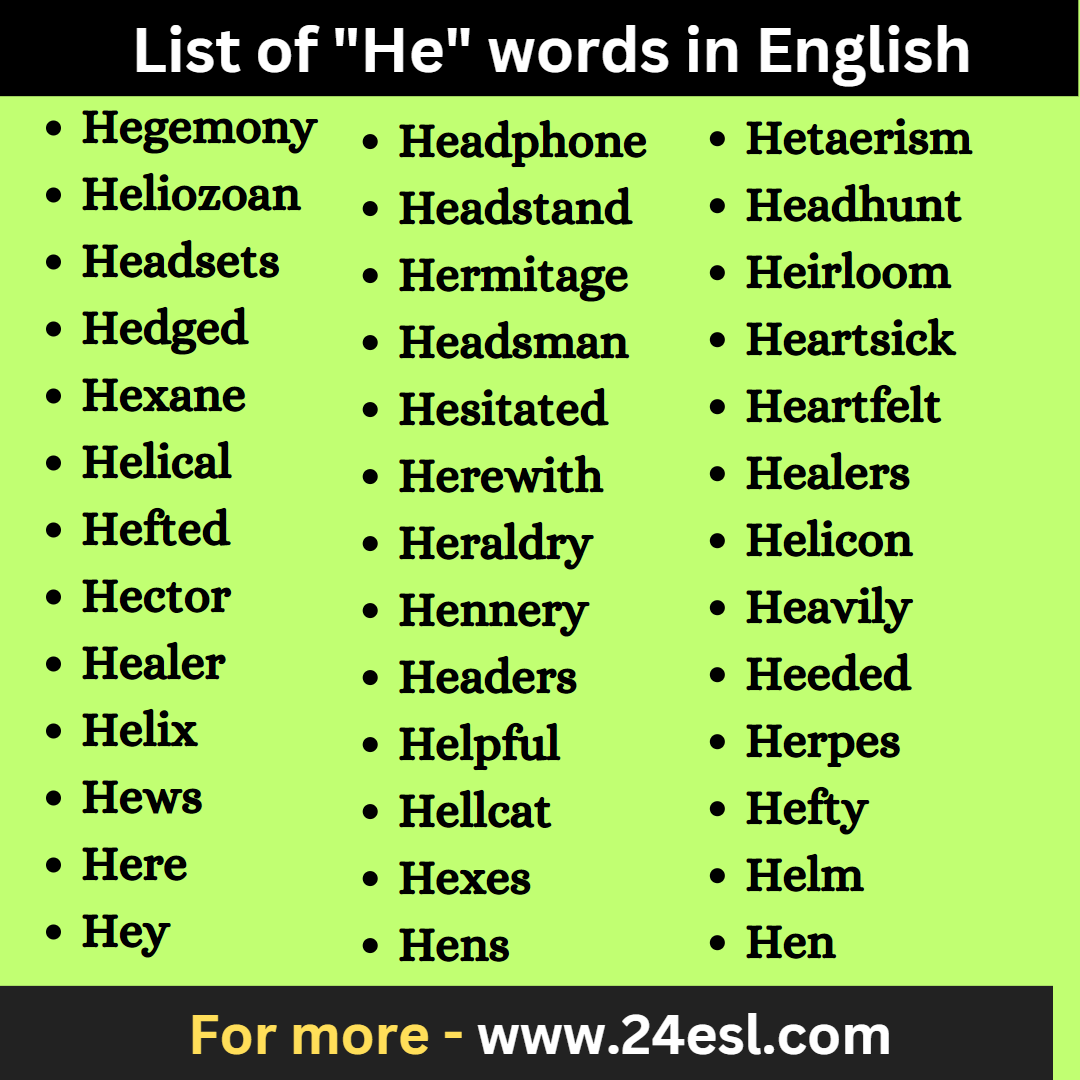 List of "He" words in English