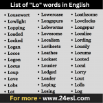 List of "Lo" words in English