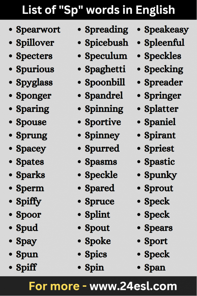 List of "Sp" words in English
