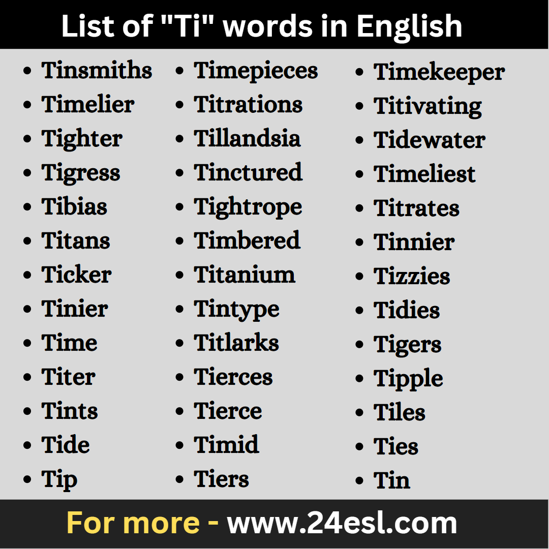 List of "Ti" words in English