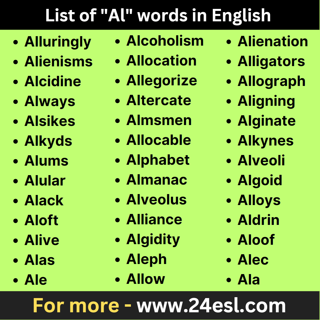List of "Al" words in English