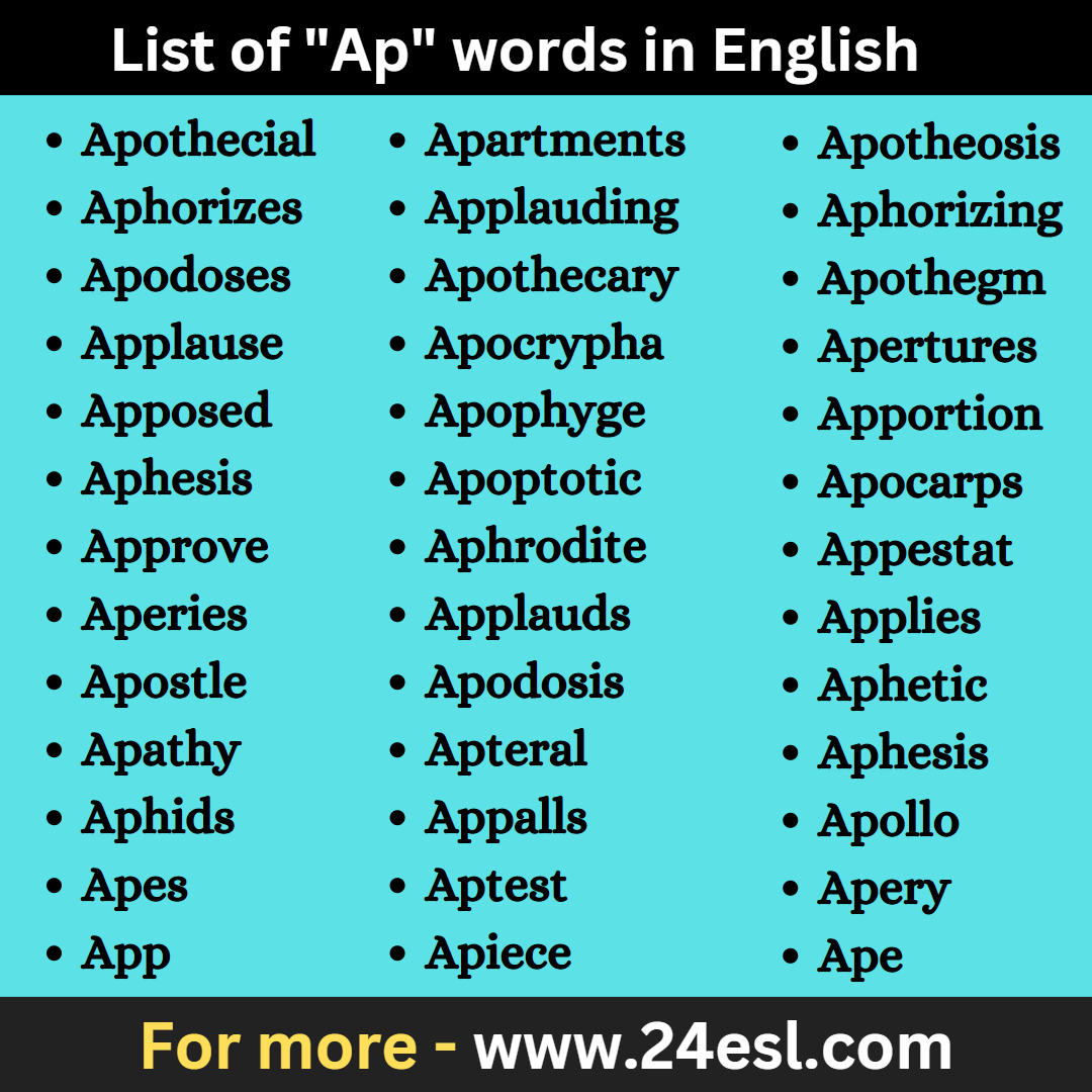 List of "Ap" words in English