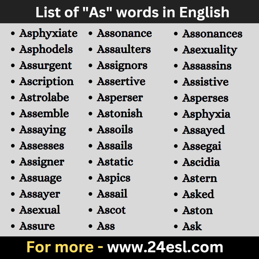 List of "As" words in English