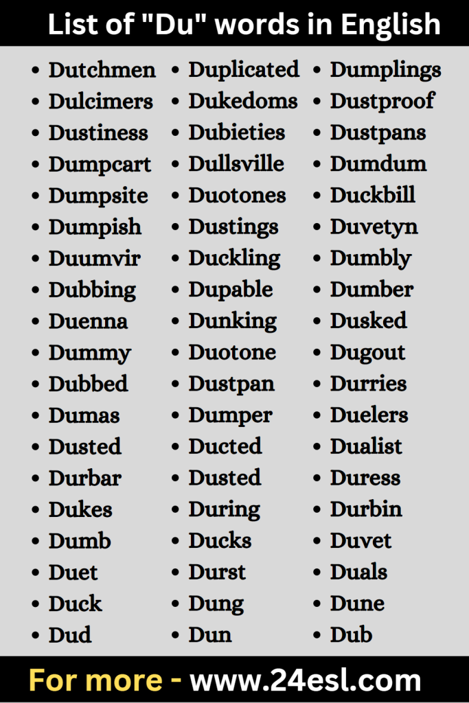 List of "Du" words in English