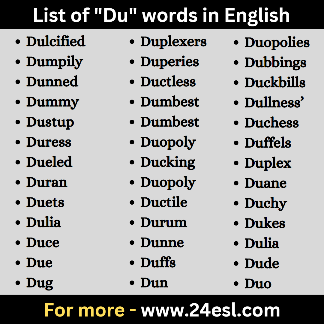 List of "Du" words in English